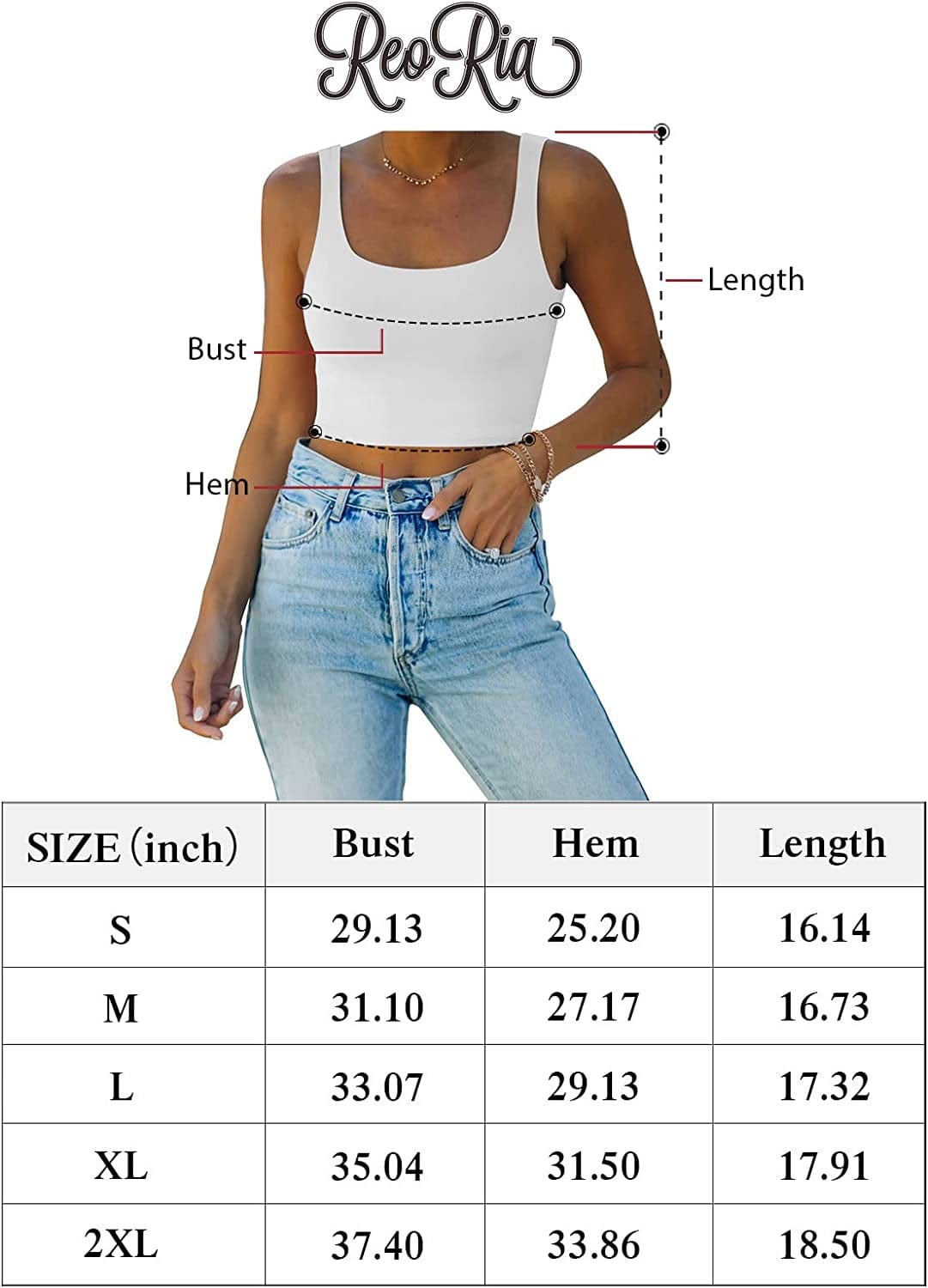 REORIA Women’S Sexy Square Neck Double Lined Seamless Sleeveless Cropped Tank Yoga Crop Tops