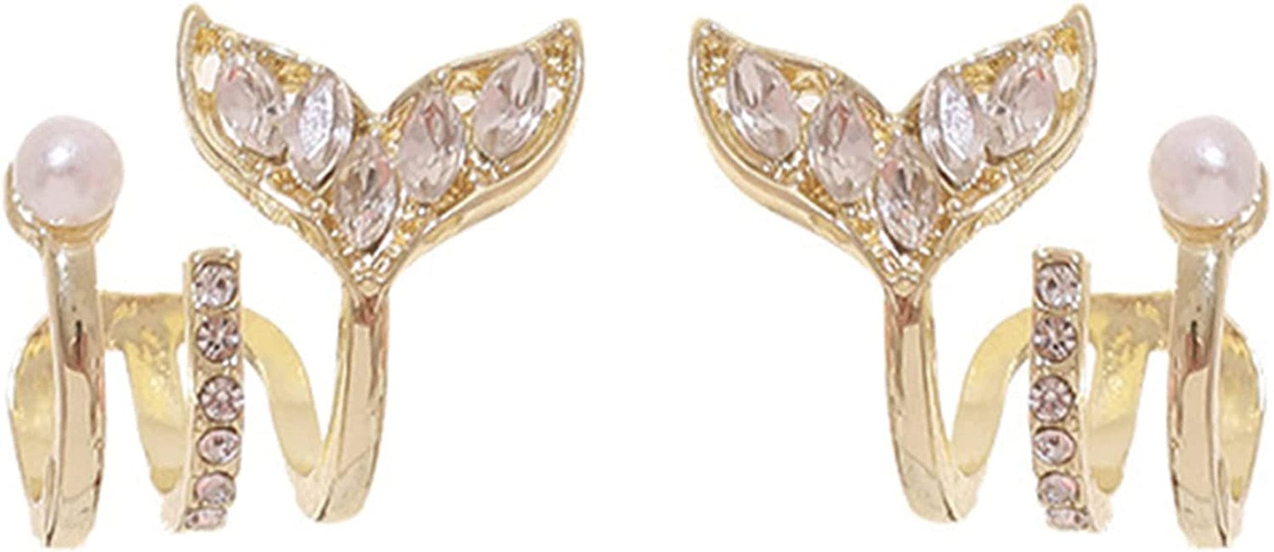 Retro Stud S925 Silver Needle Stud Earrings Niche Temperament Earrings Trendy Light Luxury Fashion Female Retro Exquisite Earrings Gold 1 Pair Fishtail design / One Size