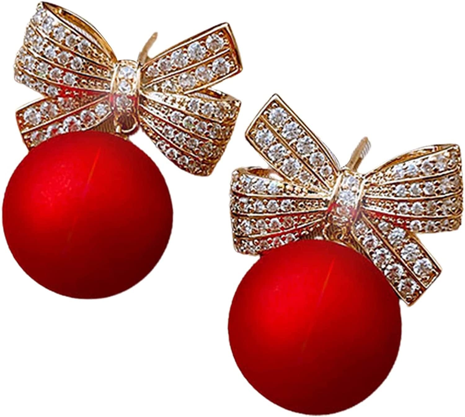 Retro Stud S925 Silver Needle Stud Earrings Niche Temperament Earrings Trendy Light Luxury Fashion Female Retro Exquisite Earrings Gold 1 Pair Red Bow / One Size