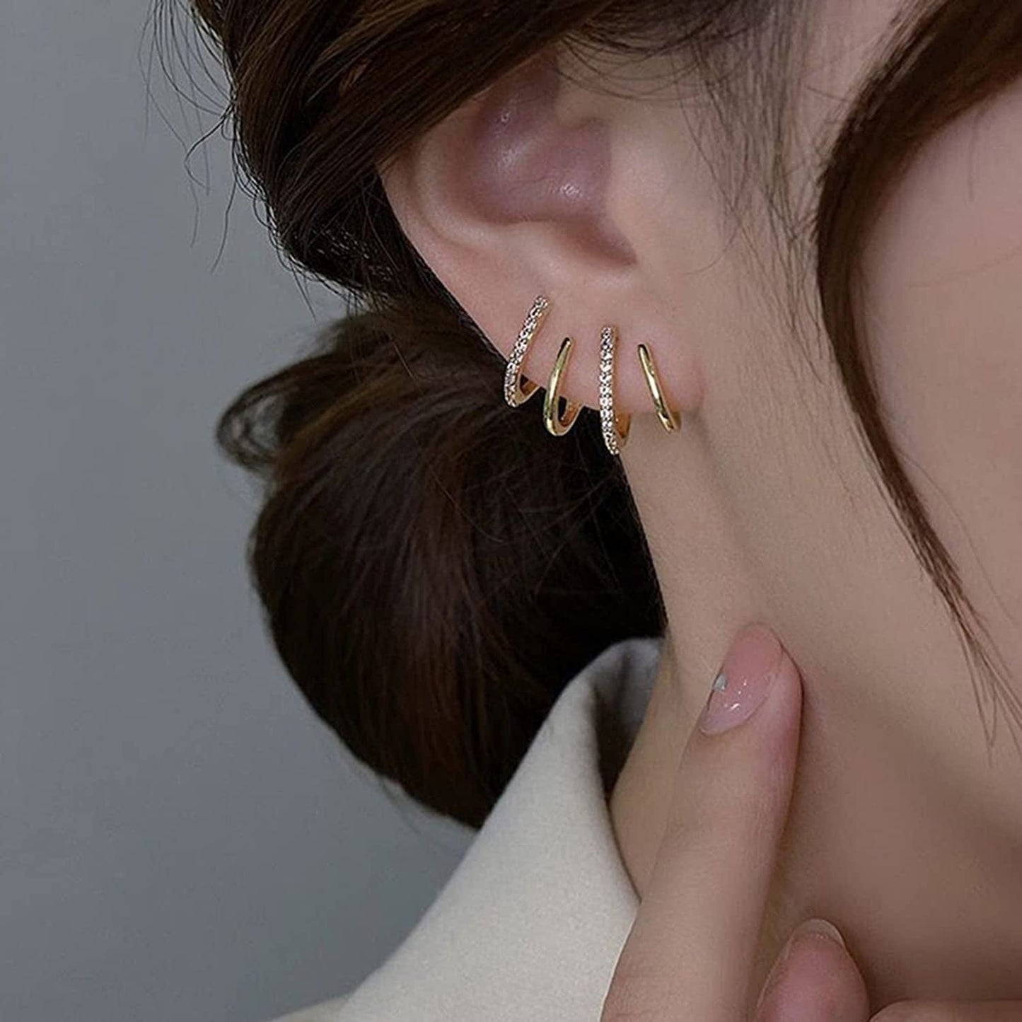 Retro Stud S925 Silver Needle Stud Earrings Niche Temperament Earrings Trendy Light Luxury Fashion Female Retro Exquisite Earrings Gold 1 Pair