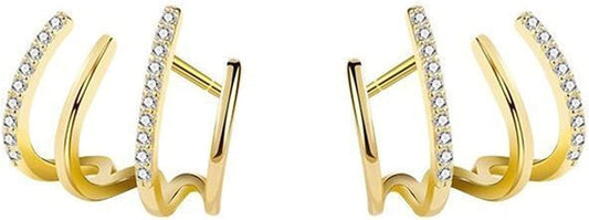 Retro Stud S925 Silver Needle Stud Earrings Niche Temperament Earrings Trendy Light Luxury Fashion Female Retro Exquisite Earrings Gold 1 Pair Multicolor / One Size