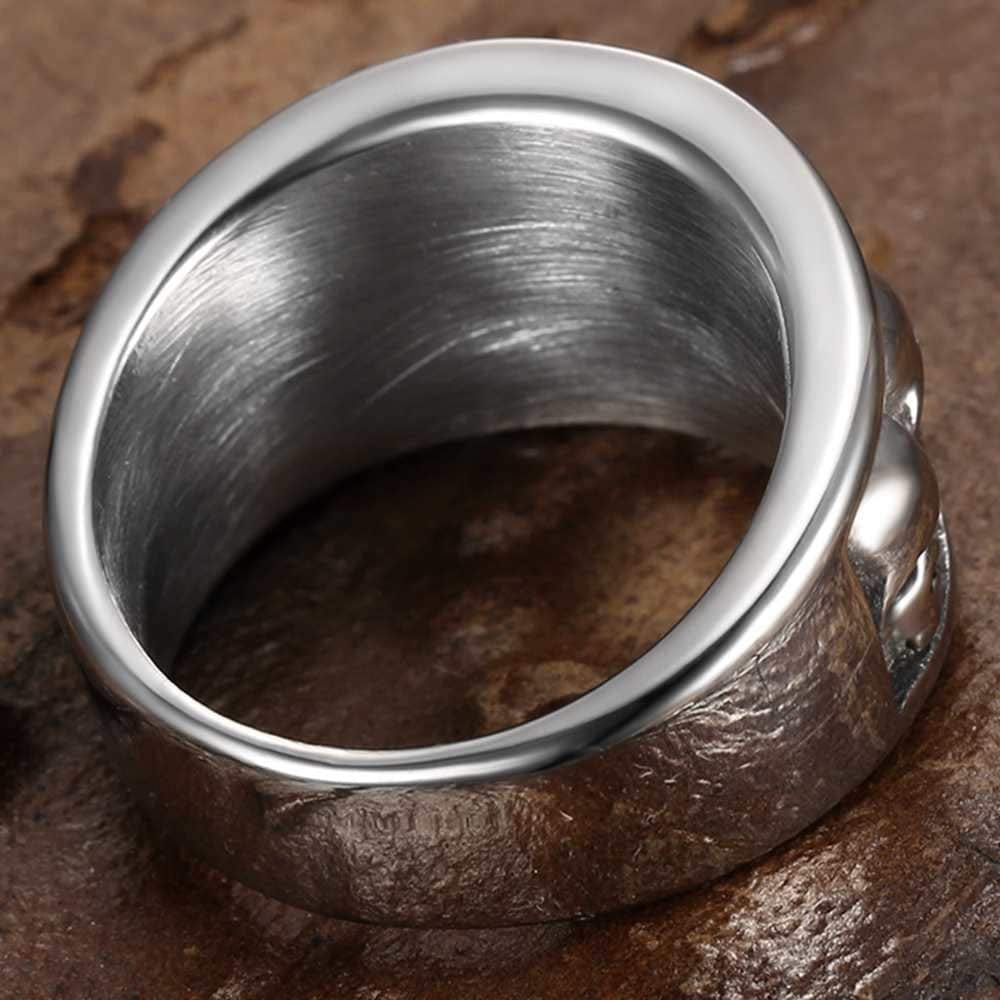 Retro Vintage Stainless Steel Gothic Death Skull Skeleton Cocktail Party Biker Statement Halloween Ring