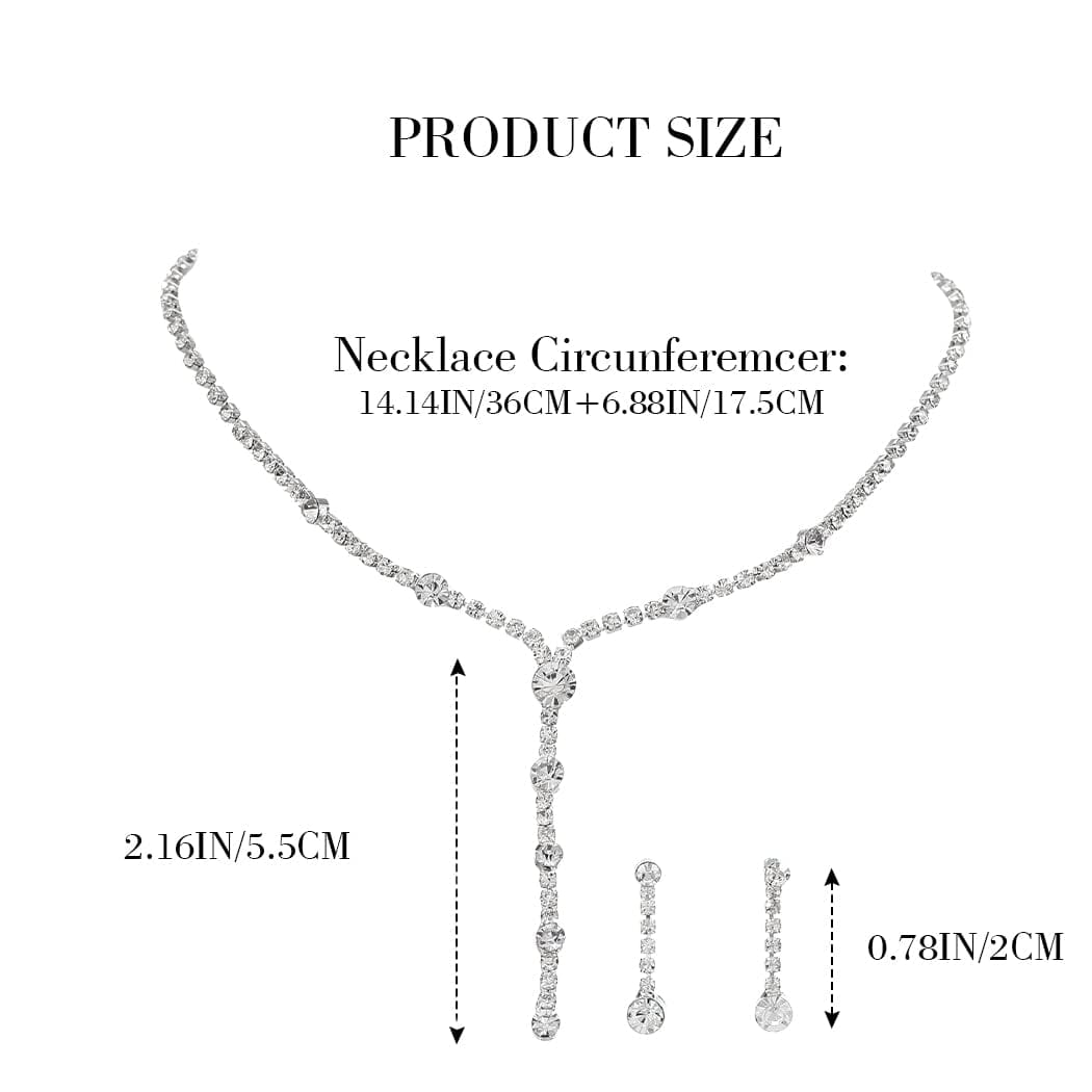 Rhinestone Bride Necklace Earrings Set Silver Crystal Bridal Wedding Jewelry Sets Prom Costume Jewelry Set Party Choker Necklace for Women and Girls