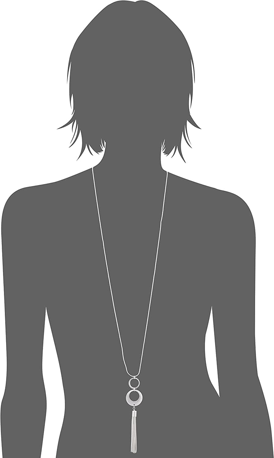 Ring around Silvertone Tassel Pendant Necklace, 36" L