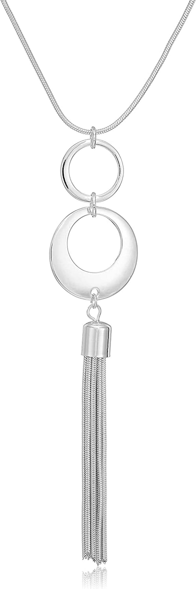 Ring around Silvertone Tassel Pendant Necklace, 36" L