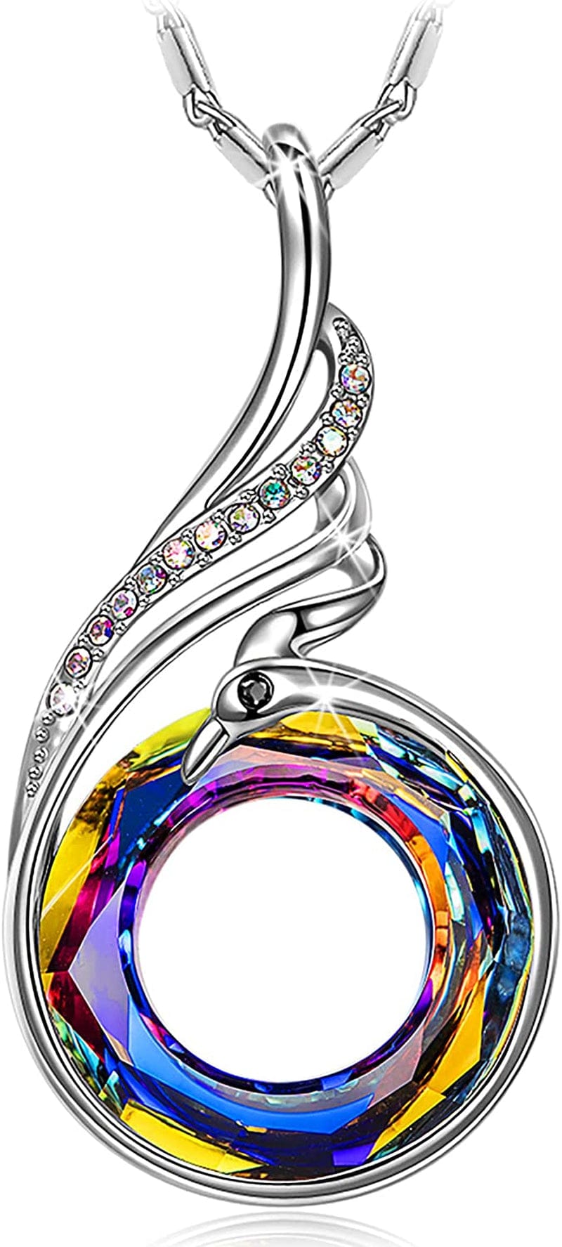 "Rise from the Ashes" Sterling Silver Phoenix Necklaces for Women, 17.8"+2.0" Necklace, Packaged with Jewelry Box, Christmas Gifts Birthday Gifts for Women, Symbol of Luck and Renewal Volcano