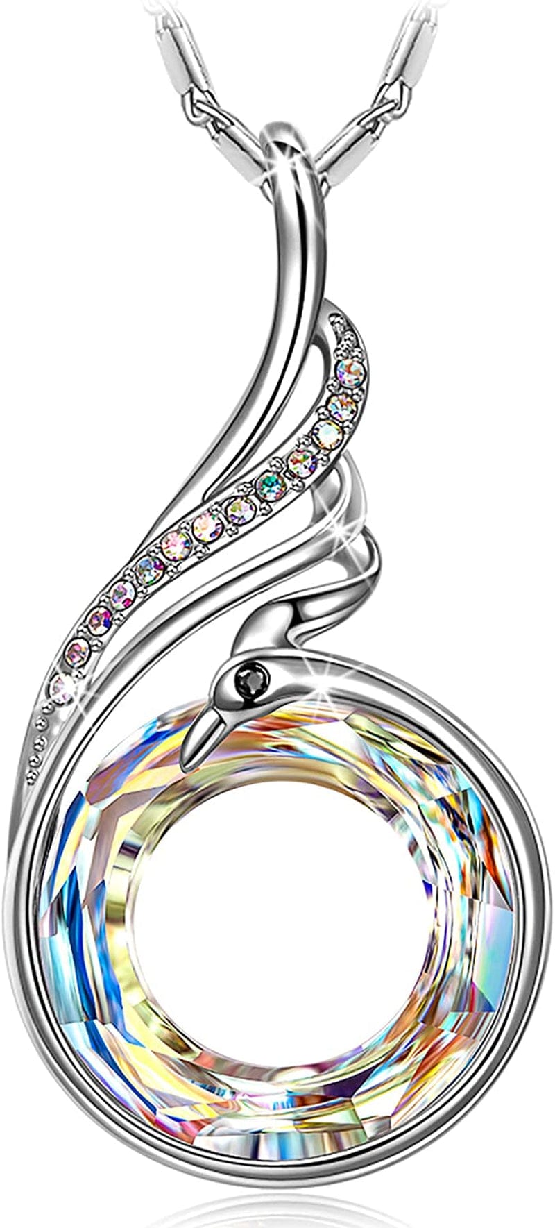 "Rise from the Ashes" Sterling Silver Phoenix Necklaces for Women, 17.8"+2.0" Necklace, Packaged with Jewelry Box, Christmas Gifts Birthday Gifts for Women, Symbol of Luck and Renewal Aurore Boreale