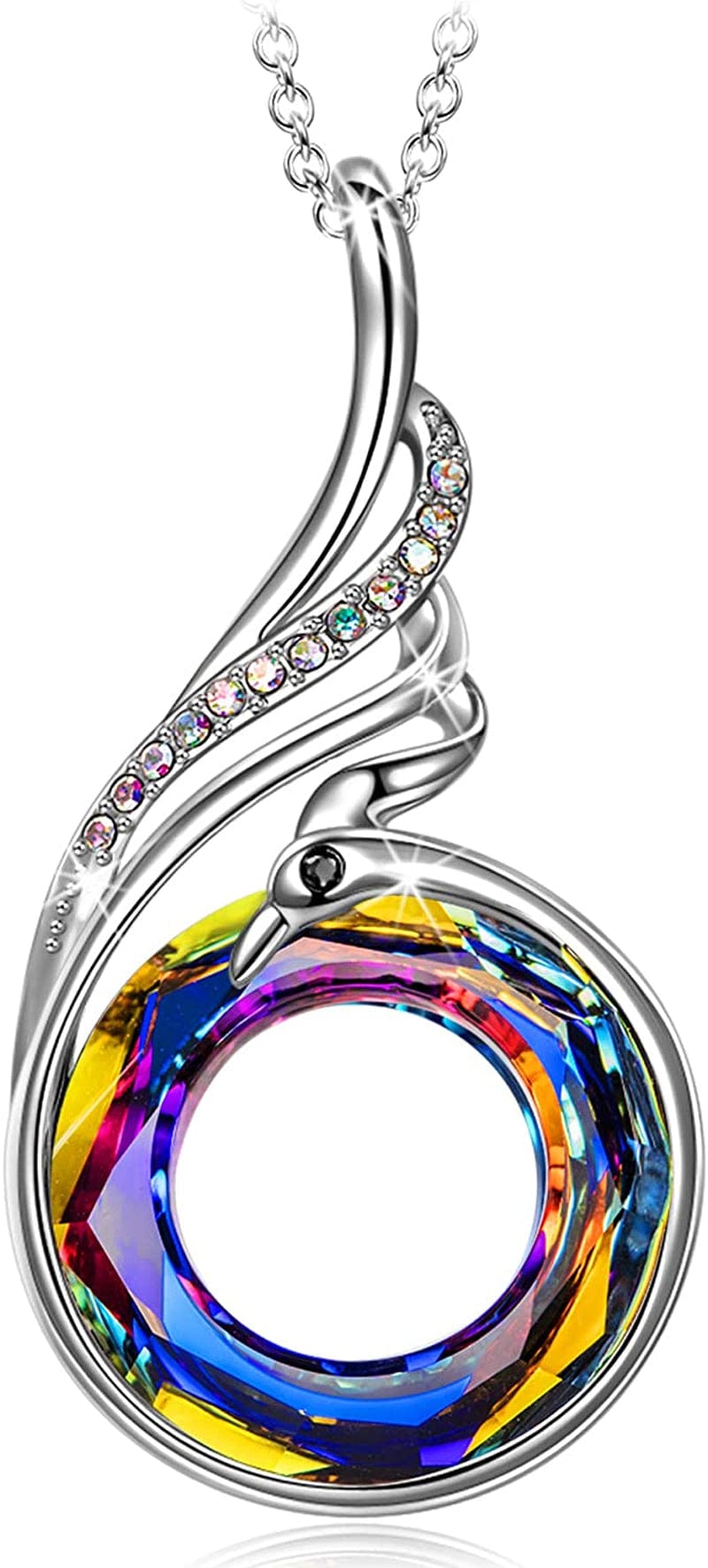 "Rise from the Ashes" Sterling Silver Phoenix Necklaces for Women, 17.8"+2.0" Necklace, Packaged with Jewelry Box, Christmas Gifts Birthday Gifts for Women, Symbol of Luck and Renewal Sterling Silver