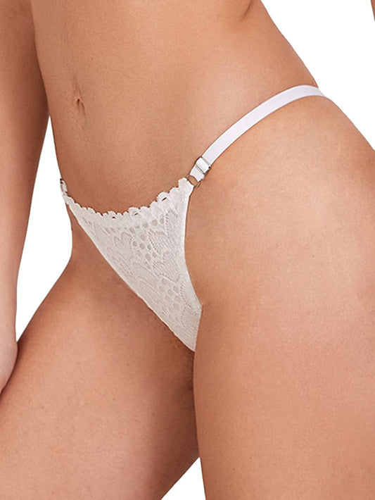 Romwe Women'S Floral Lace G-String Thong T-Back Panty White / Small
