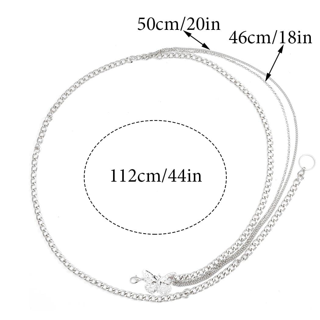 "Ronglia Sexy Waist Chain Silver Butterfly Belly Chains Layered Body Chains Rave Body Jewelry Accessories for Women and Girls" Apparel & Accessories > Jewelry > Body Jewelry Generic