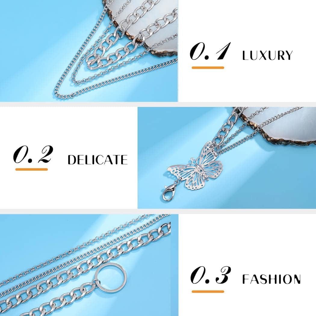 "Ronglia Sexy Waist Chain Silver Butterfly Belly Chains Layered Body Chains Rave Body Jewelry Accessories for Women and Girls" Apparel & Accessories > Jewelry > Body Jewelry Generic