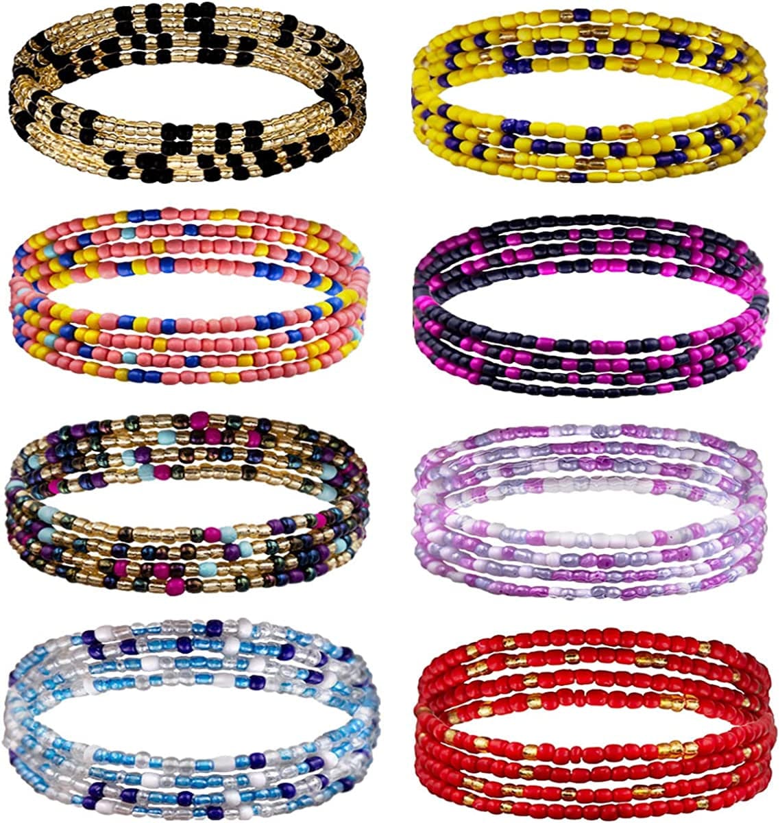 Ronglry 8PCS Waist Beads for Women Girls Belly Beads for the Waist Colorful Summer Body Chains Waist Bead Set African Waist Beads for Weight Loss Belly Waist Beads Chain Jewelry for Summer Beach Apparel & Accessories > Jewelry > Body Jewelry Ronglry 8PCS-B