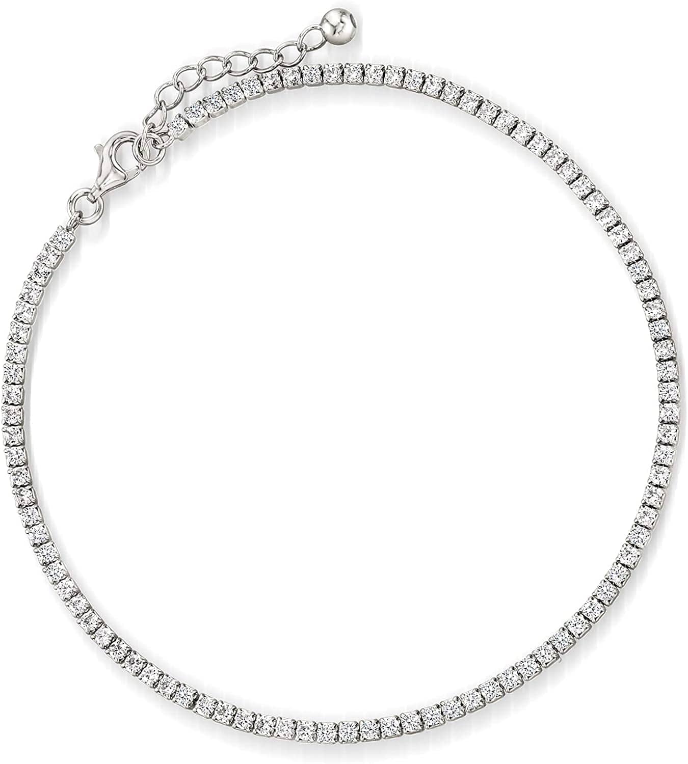 Ross-Simons 2.70 Ct. T.W. CZ Tennis Anklet Apparel & Accessories > Jewelry > Anklets Ross-Simons Sterling Silver 9.0 Inches