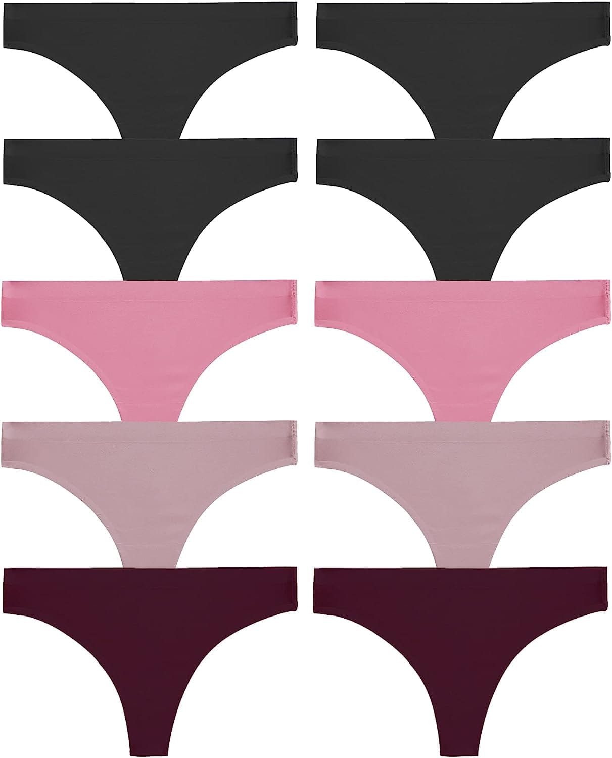 ROSYCORAL 10 Pack Seamless Thongs for Women Breathable Low Rise Panties Invisible Hipster Underwear Thong No Show XS-XL 10pcs D / Large