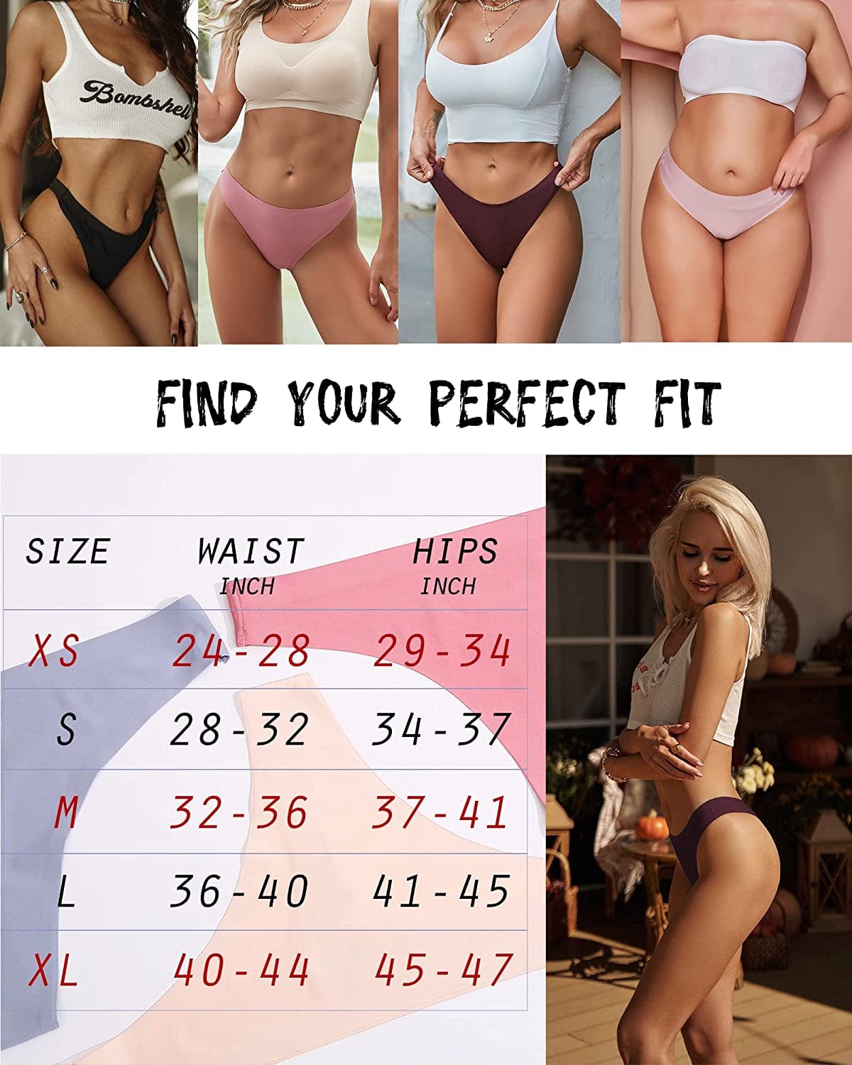 ROSYCORAL 10 Pack Seamless Thongs for Women Breathable Low Rise Panties Invisible Hipster Underwear Thong No Show XS-XL