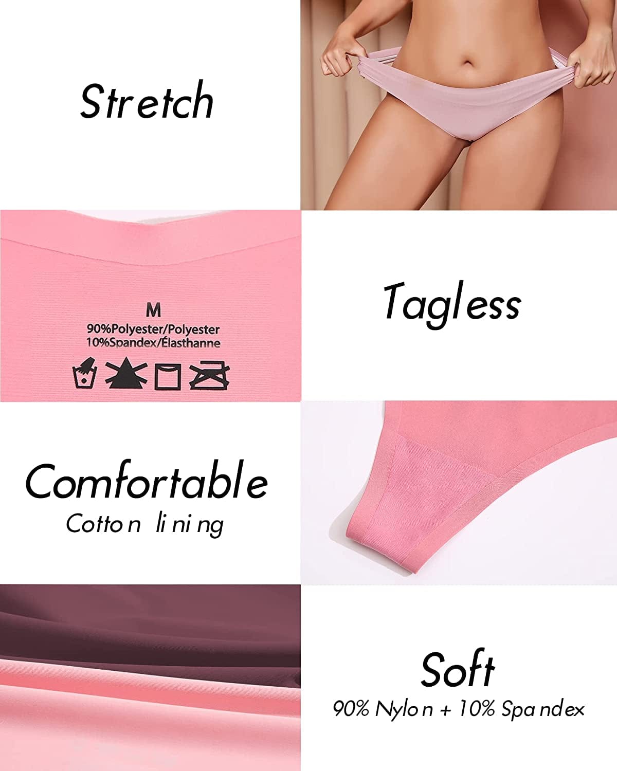 ROSYCORAL 10 Pack Seamless Thongs for Women Breathable Low Rise Panties Invisible Hipster Underwear Thong No Show XS-XL
