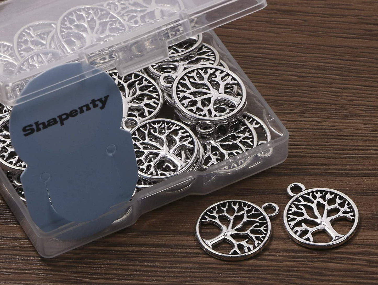 round Metal Tree of Life Charms Pendants Beads Bulk Jewelry Findings Making Accessory for DIY Craft Bracelet Necklace Earring Keychain, 50PCS (Antique Silver)