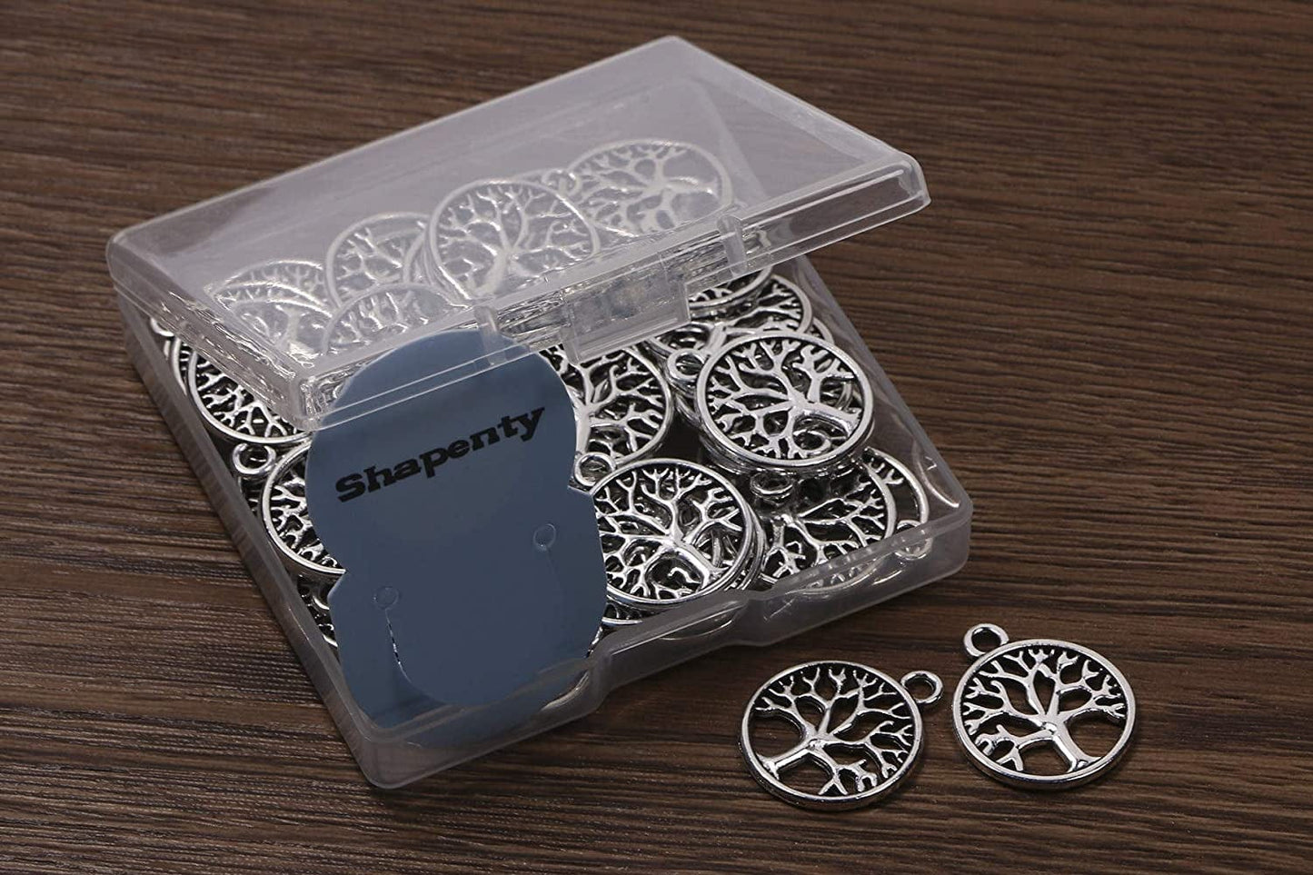 round Metal Tree of Life Charms Pendants Beads Bulk Jewelry Findings Making Accessory for DIY Craft Bracelet Necklace Earring Keychain, 50PCS (Antique Silver)