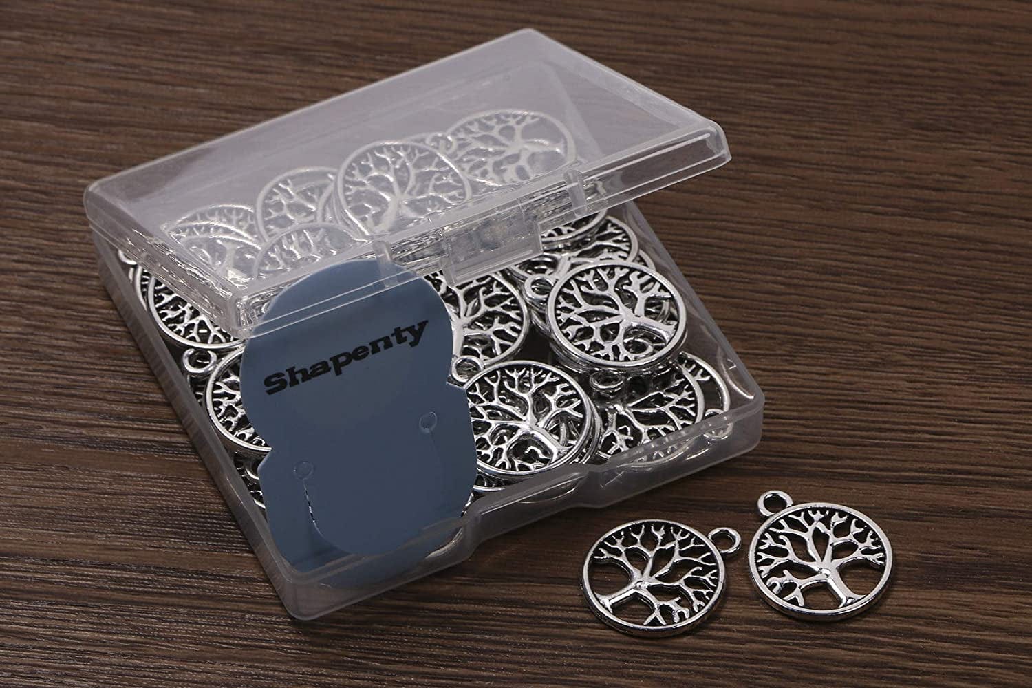 round Metal Tree of Life Charms Pendants Beads Bulk Jewelry Findings Making Accessory for DIY Craft Bracelet Necklace Earring Keychain, 50PCS (Antique Silver)