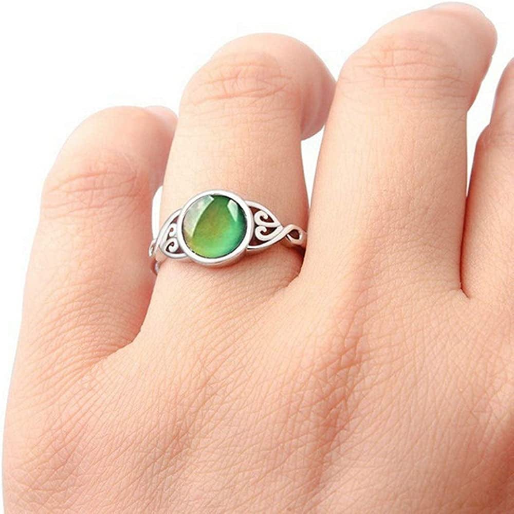 Round Shape Simulated Moon Stone Color Changing Mood Ring