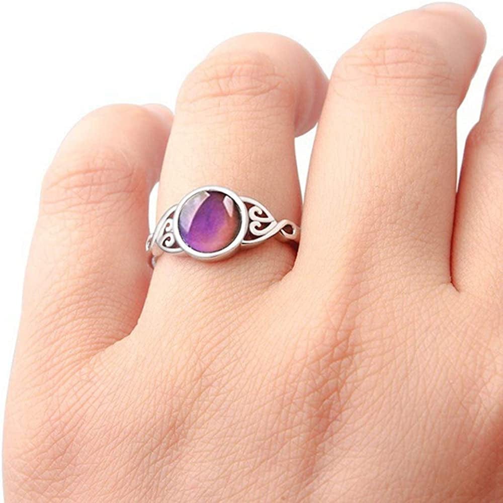 Round Shape Simulated Moon Stone Color Changing Mood Ring