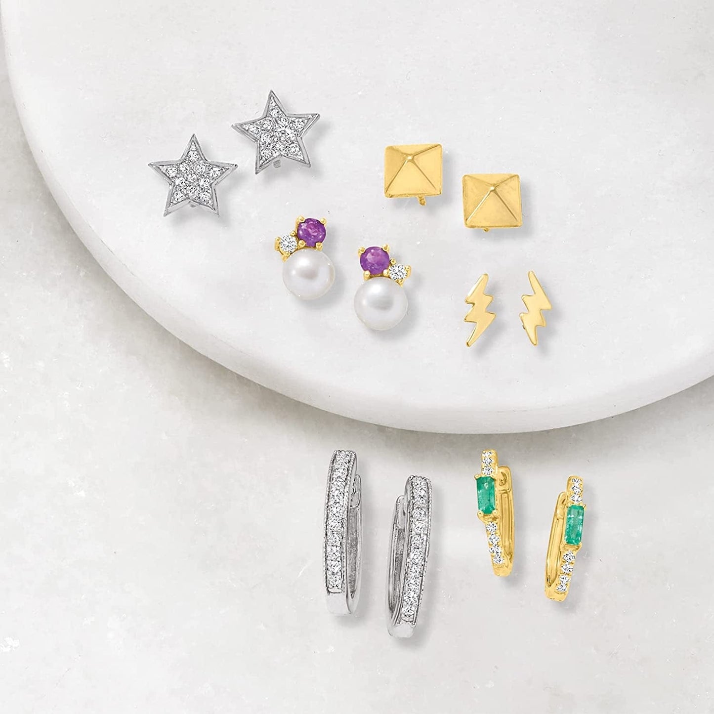 RS Pure by 0.25 Ct. T.W. Diamond Hoop Earrings with Beaded Edge in Sterling Silver