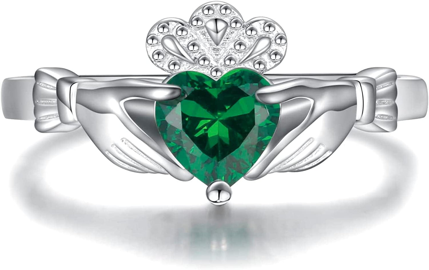 S925 Irish Claddagh Eternity Love Pendant Necklace Good Luck Jewelry Gift for Women Girls Ladies Birthday 6# Ring