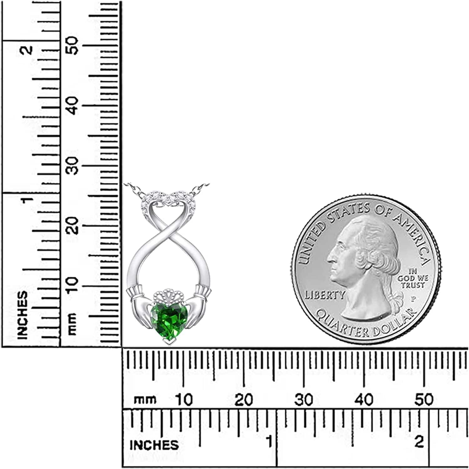 S925 Irish Claddagh Eternity Love Pendant Necklace Good Luck Jewelry Gift for Women Girls Ladies Birthday