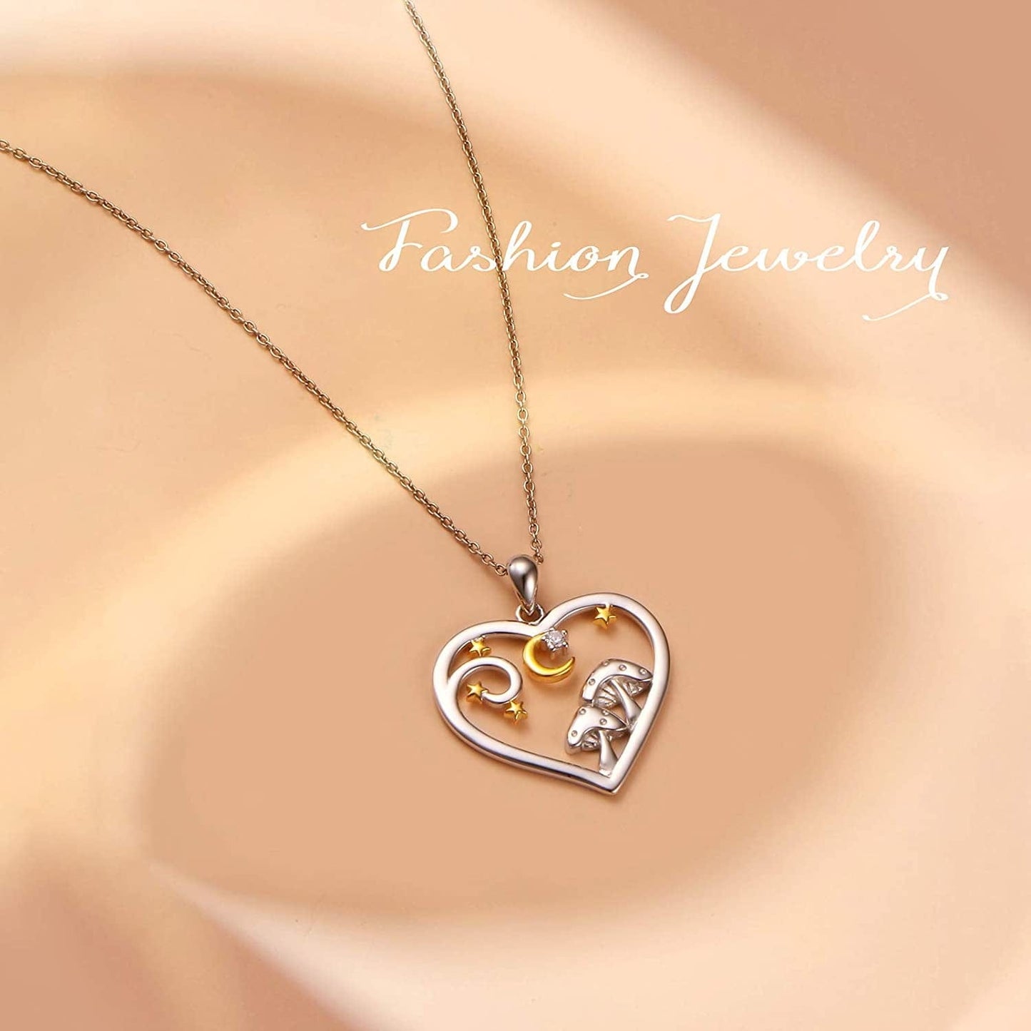S925 Sterling Silver Heart Love Jewelry Mushroom Frog House Lizard Crane Pendant Necklace for Women