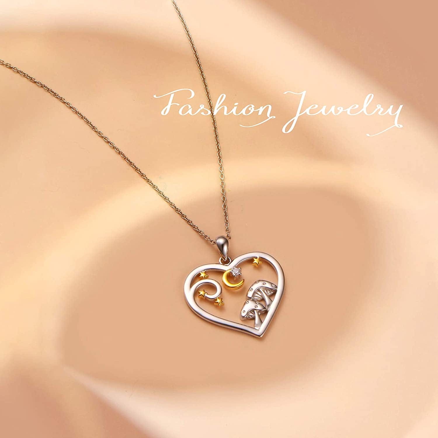 S925 Sterling Silver Heart Love Jewelry Mushroom Frog House Lizard Crane Pendant Necklace for Women