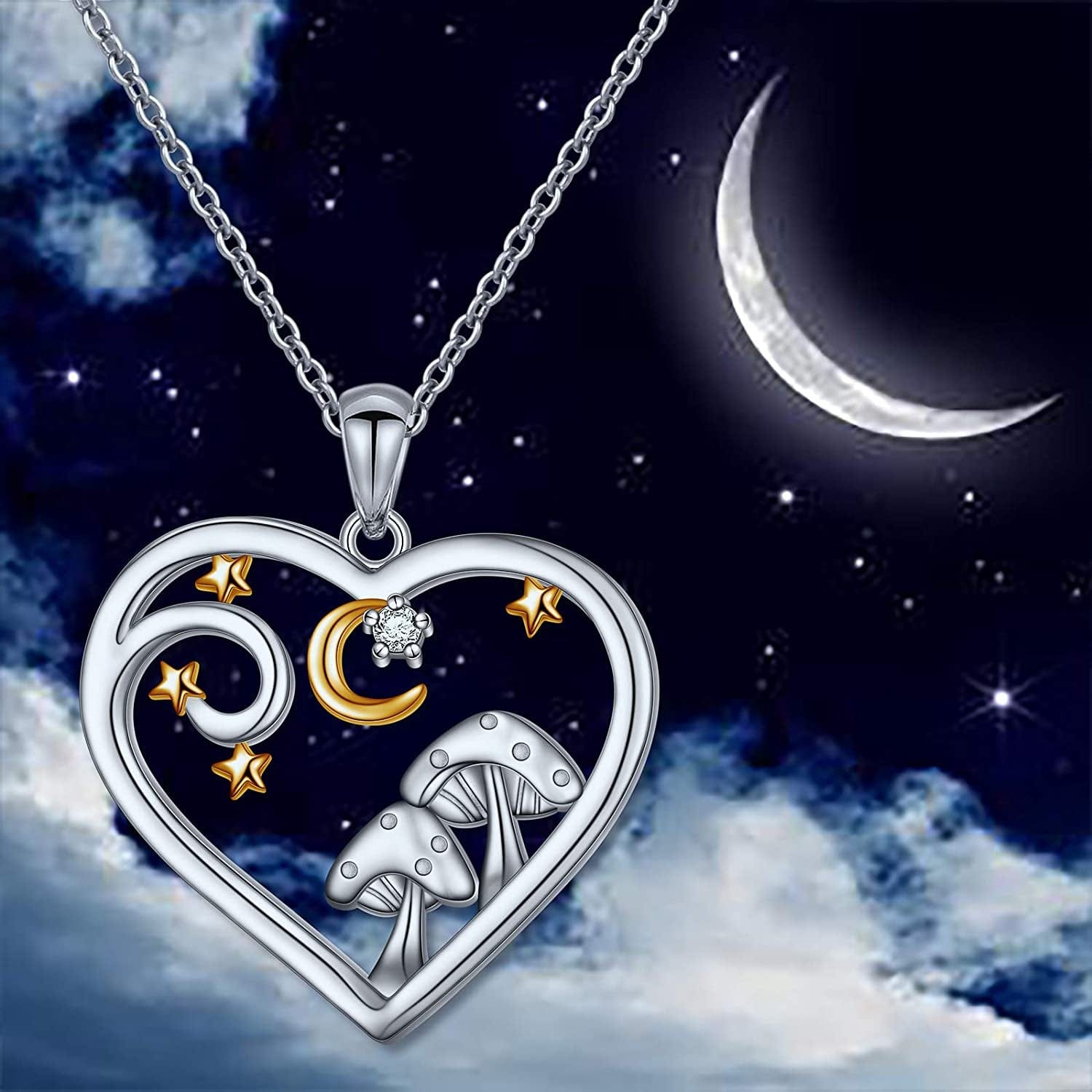 S925 Sterling Silver Heart Love Jewelry Mushroom Frog House Lizard Crane Pendant Necklace for Women