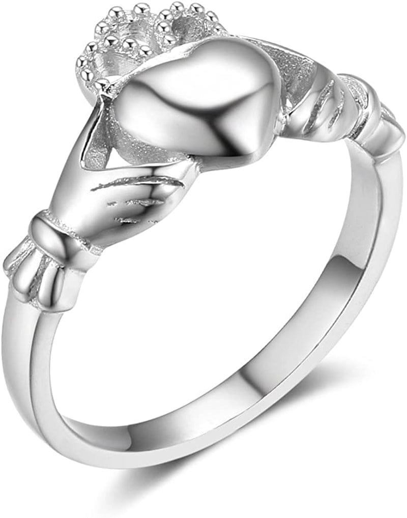 S925 Sterling Silver Irish Ladies' Claddagh Ring, Size 6 7 8 9 style2 / 8