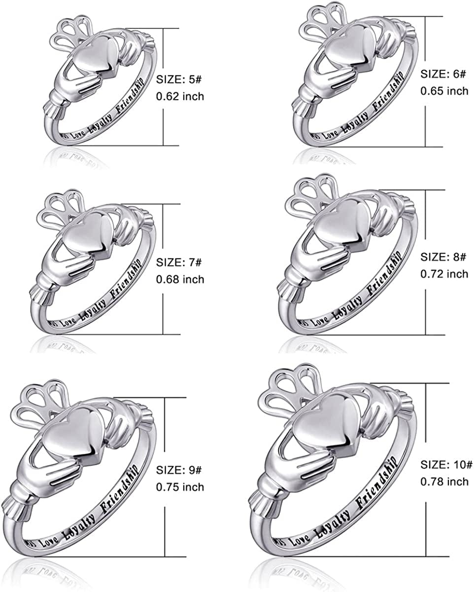 S925 Sterling Silver Love Loyalty Friendship Irish Ladies' Claddagh Ring for Women