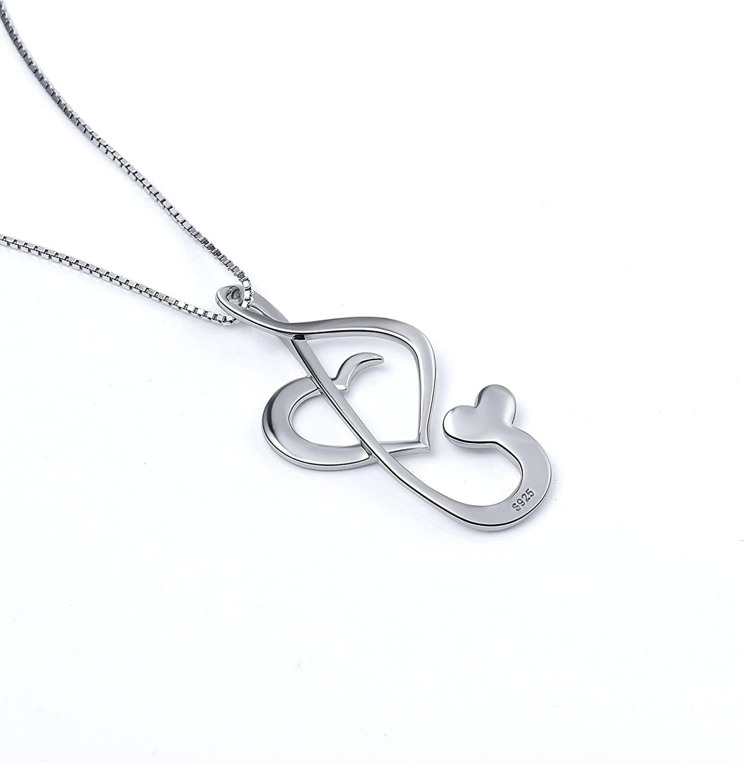 S925 Sterling Silver Musical Note Pendant Necklace, Box Chain 18 Inches