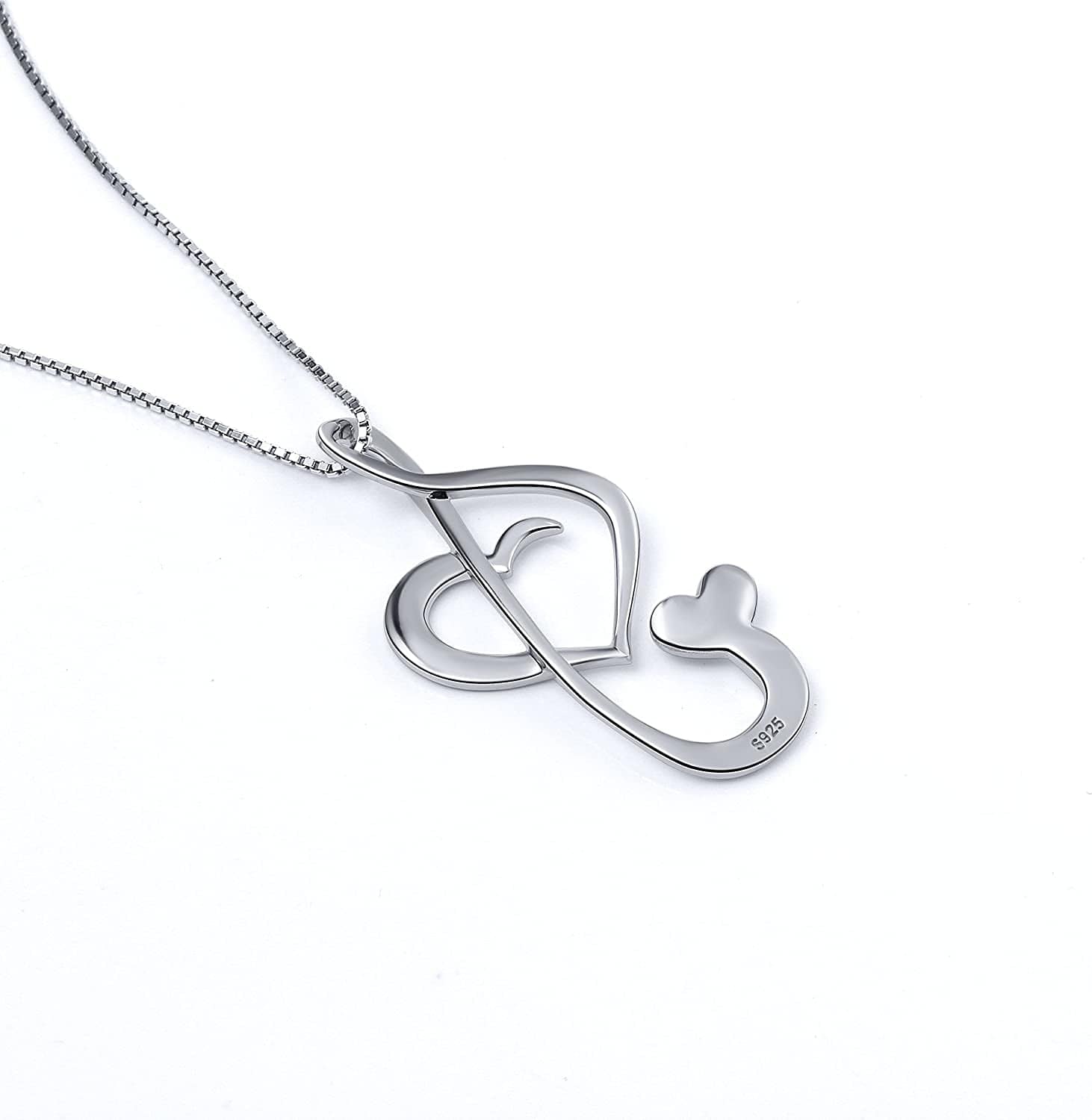 S925 Sterling Silver Musical Note Pendant Necklace, Box Chain 18 Inches