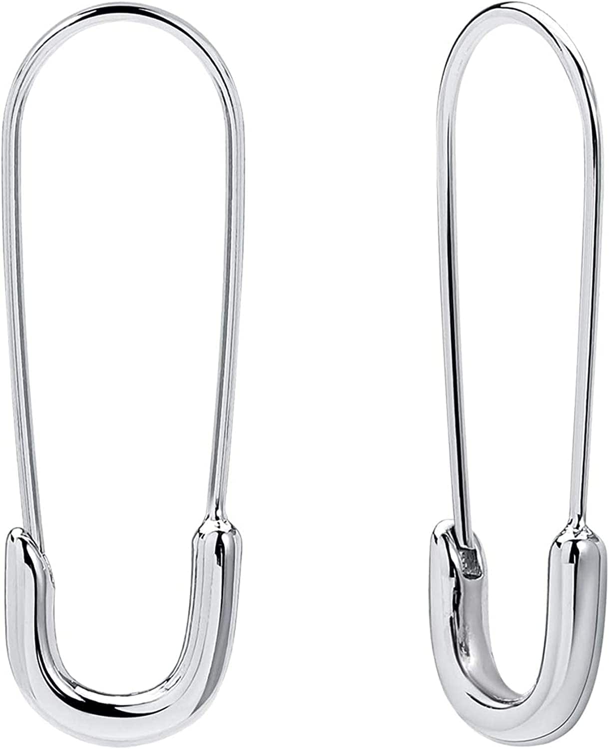 Safety Pin Earrings for Women 14K Gold Silver Pin Earrings Jewelry for Girls 06 Silver-minimalist