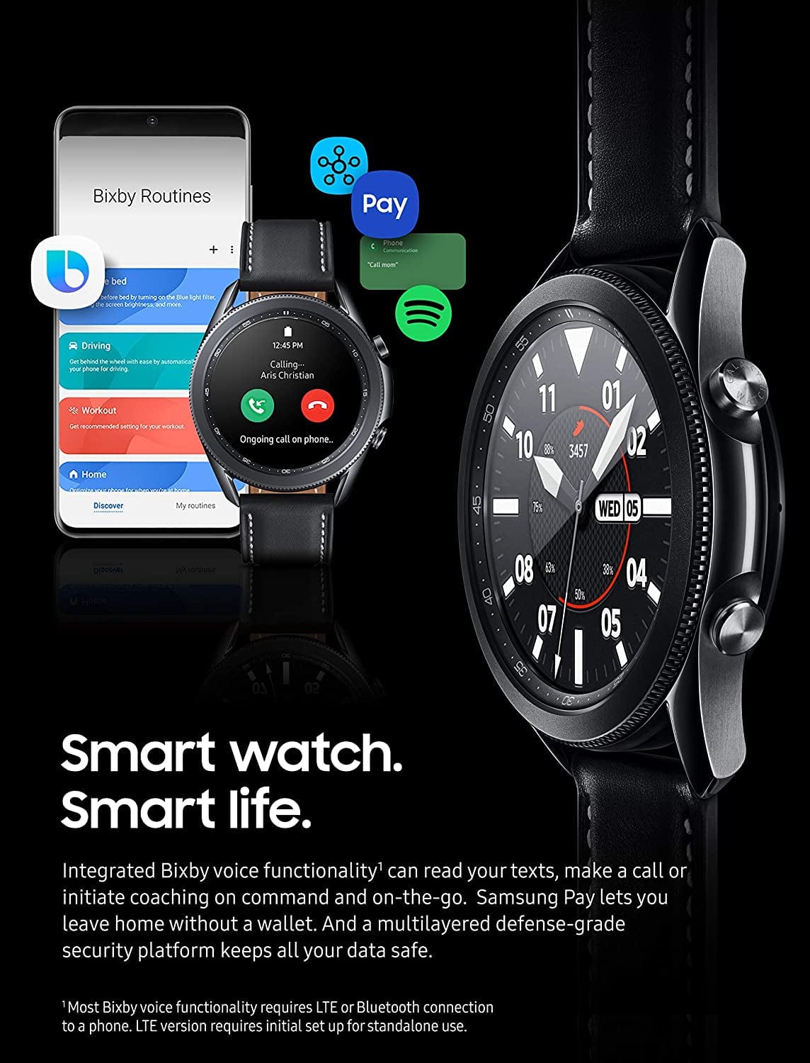 SAMSUNG Galaxy Smart Watch 3 (45Mm, Mystic Black) (Renewed)
