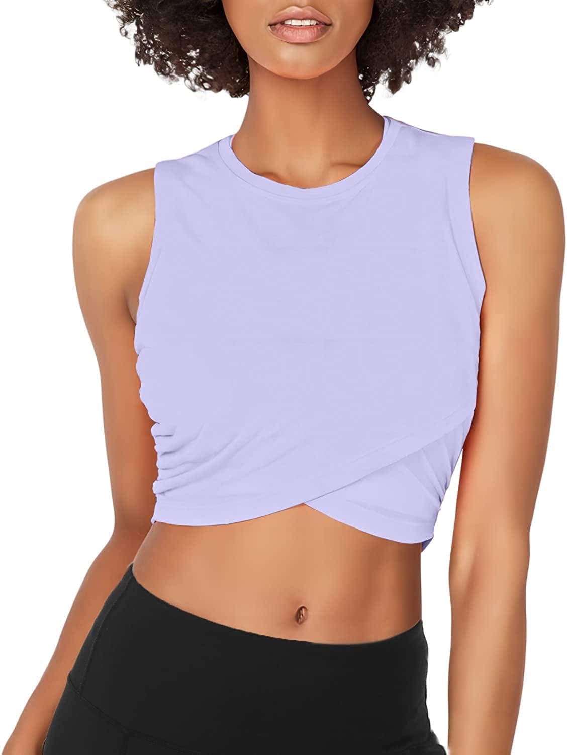 Sanutch Dance Tops Fitted Workout Crop Tops Yoga Tank Tops Athletic Sports Shirts for Women Purple / X-Large