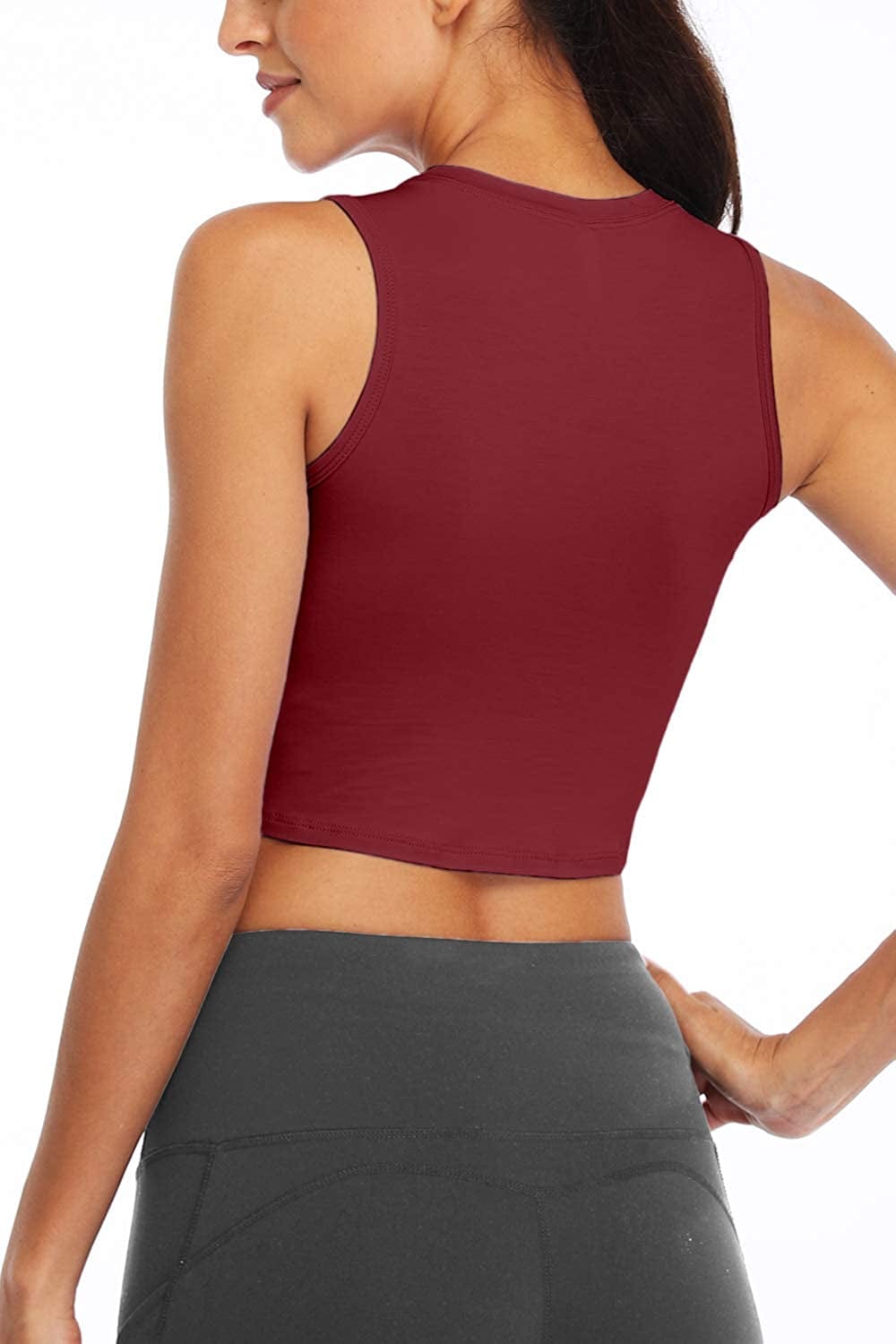 Sanutch Dance Tops Fitted Workout Crop Tops Yoga Tank Tops Athletic Sports Shirts for Women