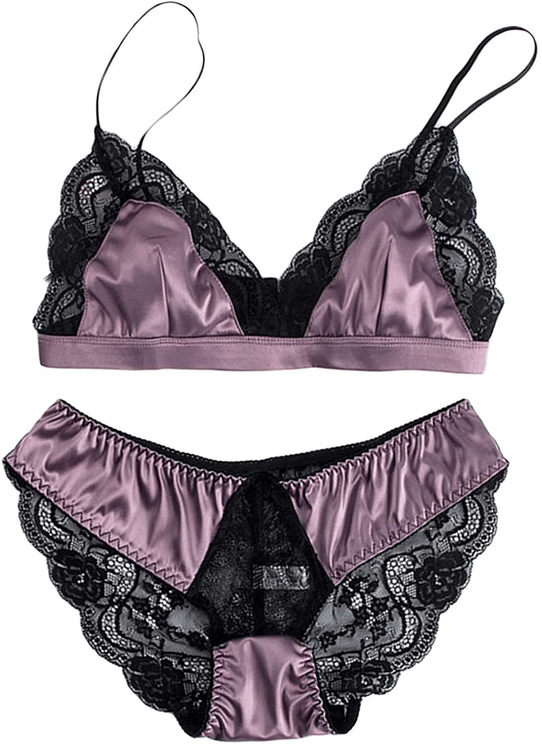 Satin Elegant Sleepwear Sets for Women V Neck Sexy Cami Top and Shorts Lace Trim Nightwear Silk Pajama Set Lingeries Apparel & Accessories > Clothing > Sleepwear & Loungewear Kylie Max