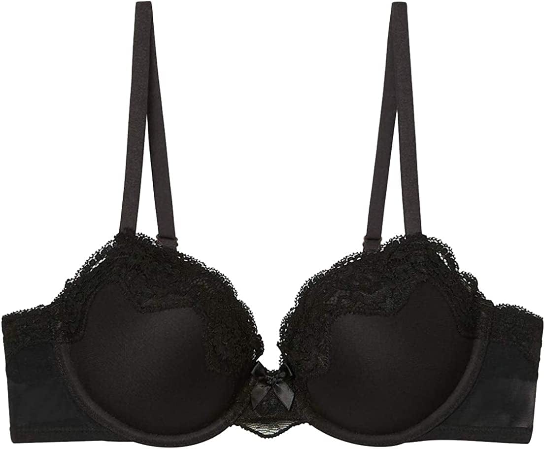 Savage X Fenty, Women'S, Missy Demi Cup Mesh T-Shirt Bra Black Caviar / 32DD