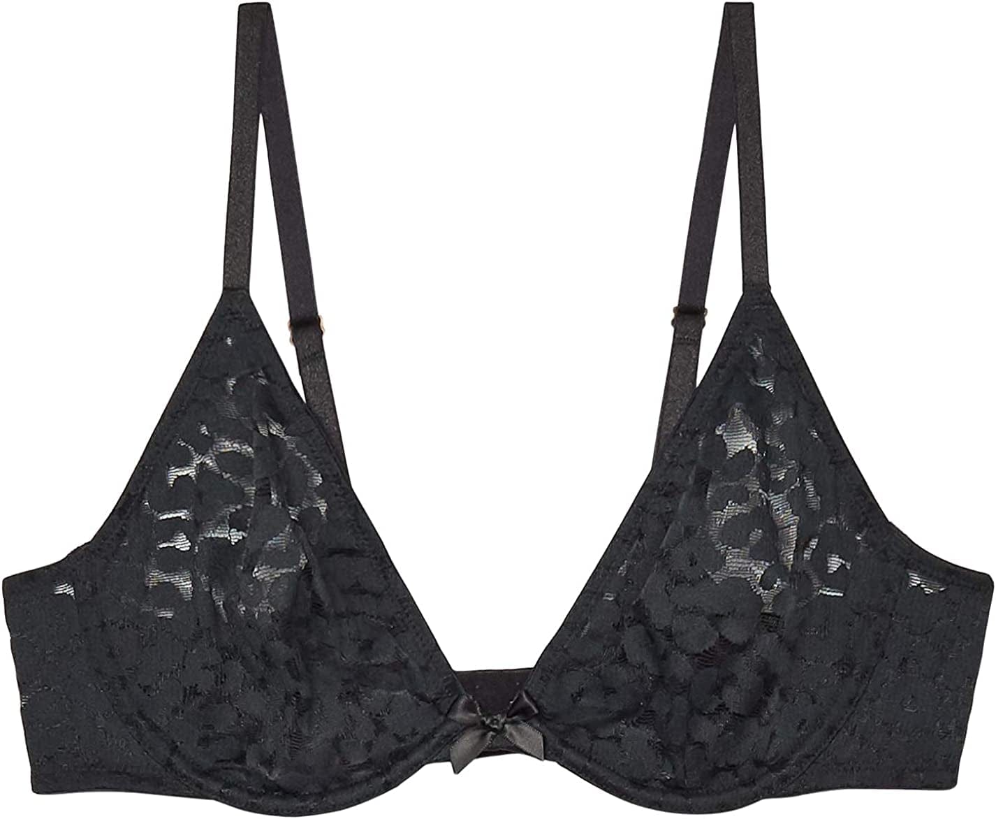 Savage X Women'S Reg Unlined Leopard Lace Bra Black Caviar / 34D