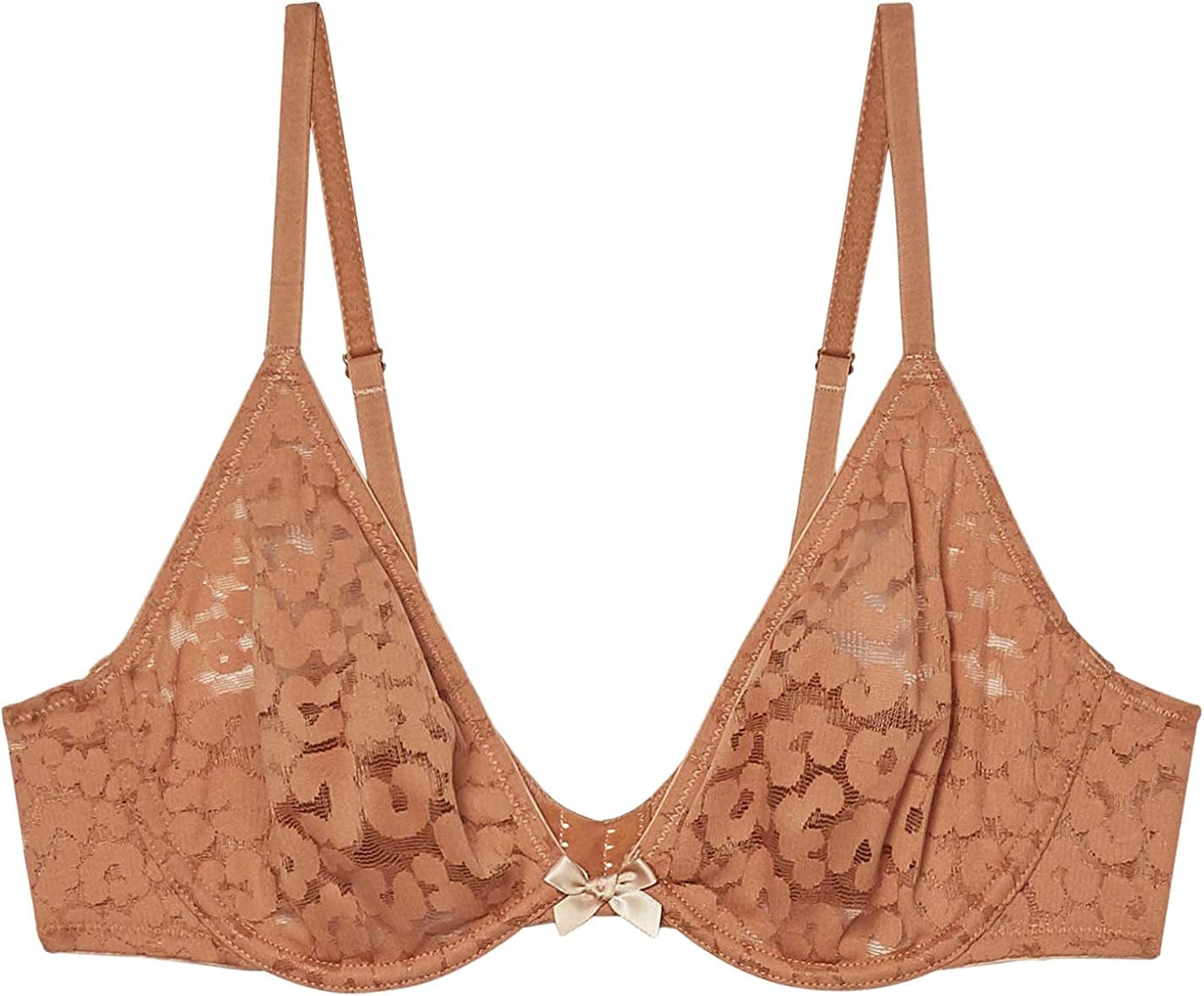 Savage X Women'S Reg Unlined Leopard Lace Bra Nude Mocha / 38D