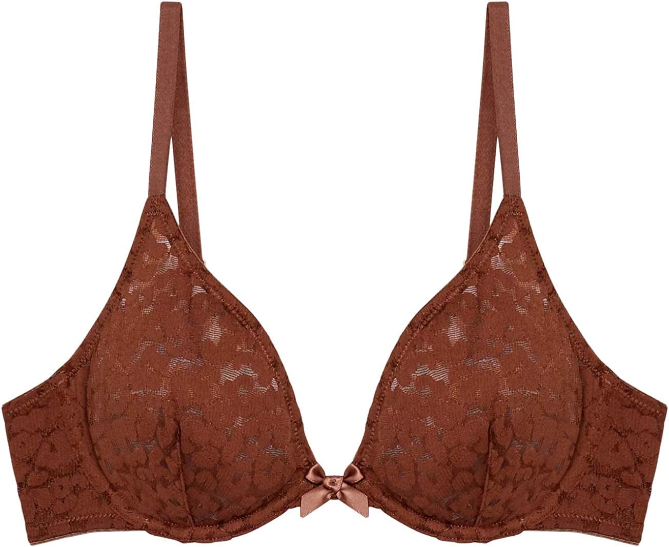 Savage X Women'S Reg Unlined Leopard Lace Bra Brown Sugar Nude / 34C