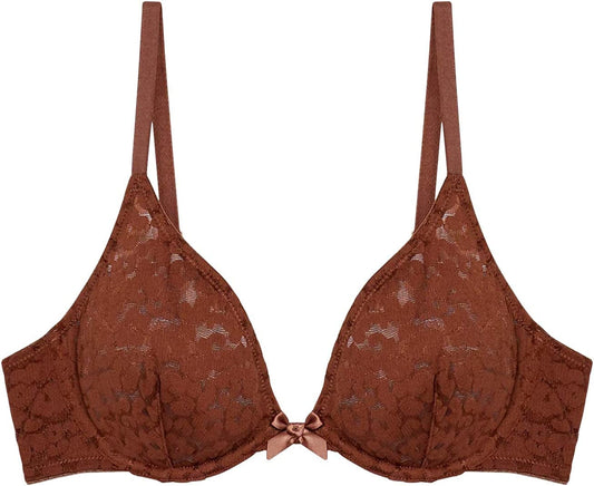 Savage X Women'S Reg Unlined Leopard Lace Bra Brown Sugar Nude / 34C