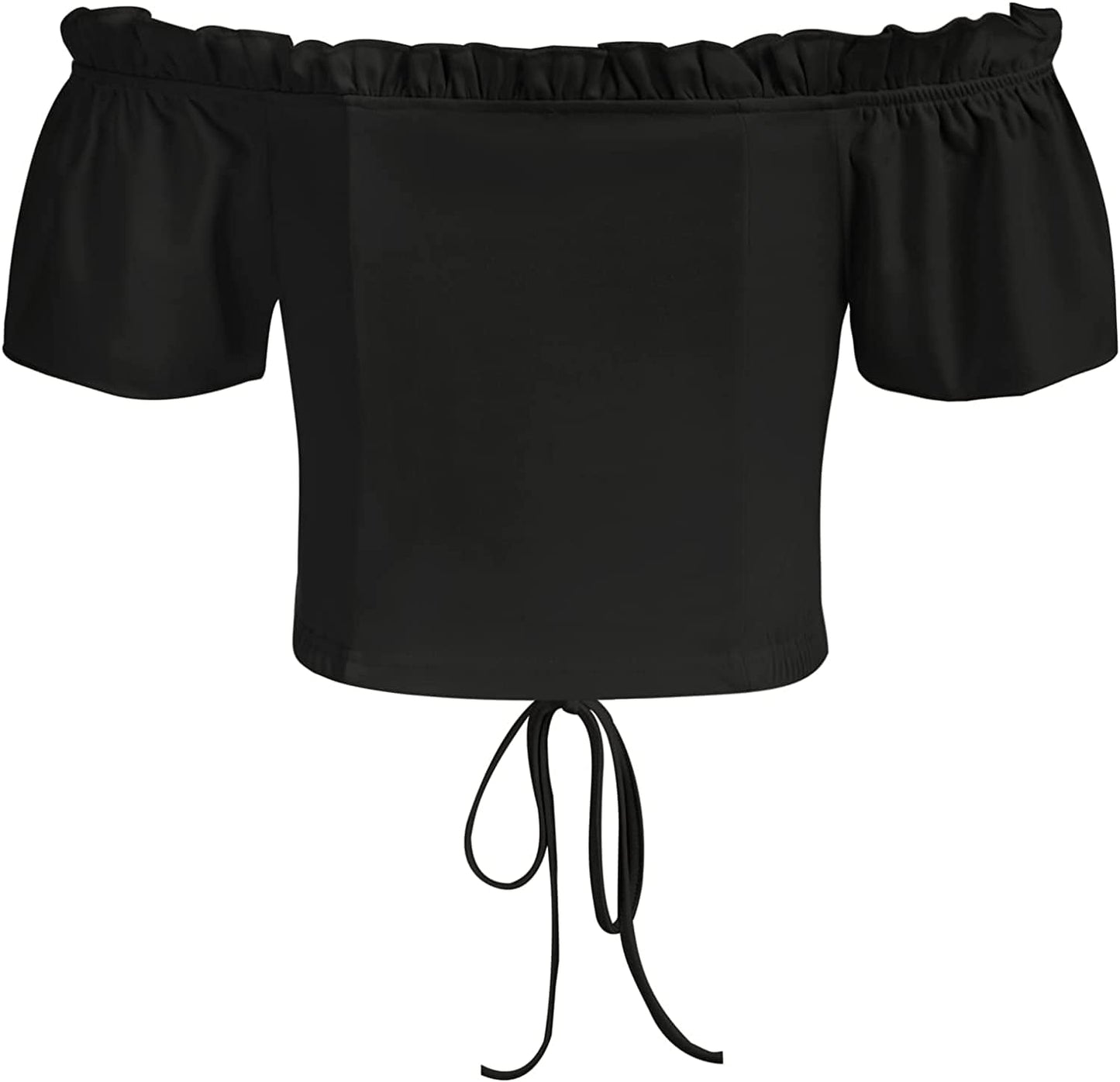 Scarlet Darkness Women Renaissance Peasant Crop Top off Shoulder Lace-Up Blouse