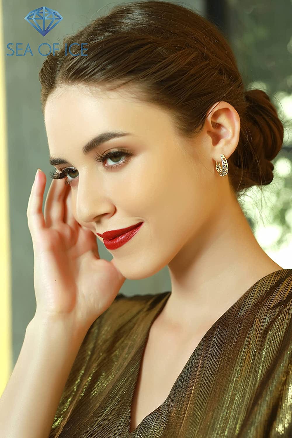 Sea of Ice Heart Filigree Oval Hoop Earrings for Women – Sterling Silver Earing – Elegant Filigree Trendy Jewelry