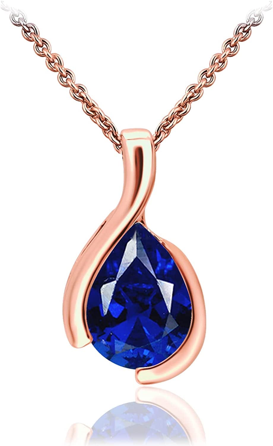 SEA of ICE Pear Shape Teardrop Natural Gemstones Pendant Necklace -Red Garnet 9X7Mm Pear Shape with Sterling Silver Necklace 18 Inch - Necklaces for Everyday Wear Blue Sapphire / yellow gold flashed silver