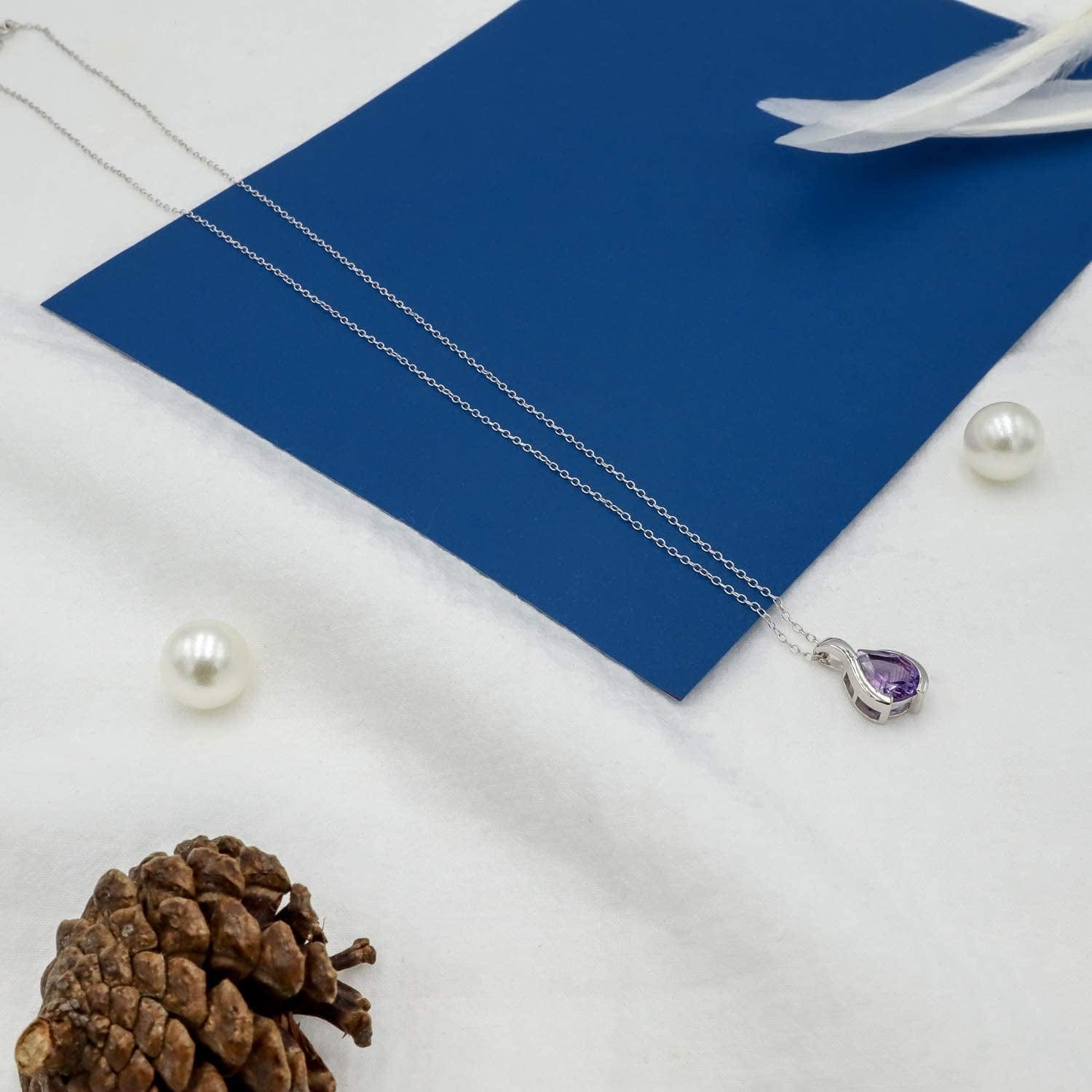 SEA of ICE Pear Shape Teardrop Natural Gemstones Pendant Necklace -Red Garnet 9X7Mm Pear Shape with Sterling Silver Necklace 18 Inch - Necklaces for Everyday Wear