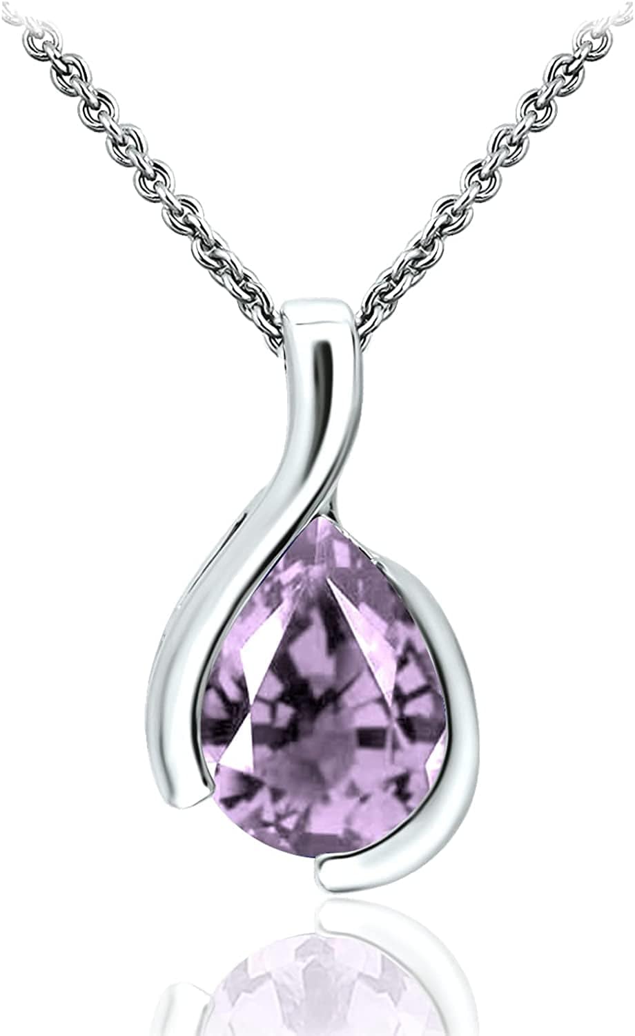 SEA of ICE Pear Shape Teardrop Natural Gemstones Pendant Necklace -Red Garnet 9X7Mm Pear Shape with Sterling Silver Necklace 18 Inch - Necklaces for Everyday Wear Amethyst / yellow gold flashed silver